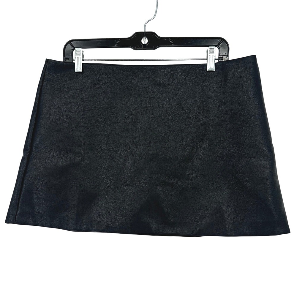 Gap Faux Leather Mini Skirt Women L Black Side Zip NWT Moto Y2K